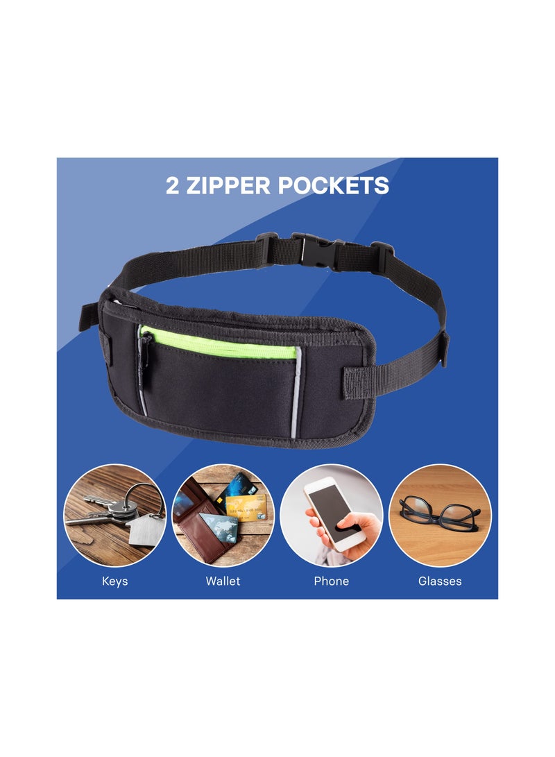 Zikra Running Belt WaistPacks, Waistbelt for Phone & Money Holder With Reflector Strips Bungee Belts with Pockets for Running Hiking Cycling Workout Jogging - Image 3