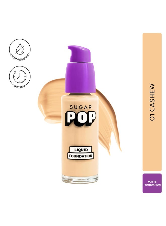 سكر بوب كريم أساس سائل SUGAR POP | كريم أساس بلمسة مطفية فائقة للنساء | مقاوم للماء | يدوم 10 ساعات | 30 مل - درجة 01 Cashew - Image 3