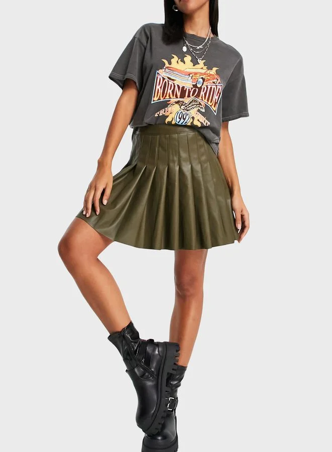 TOPSHOP High Waist Pleated Mini Skirt