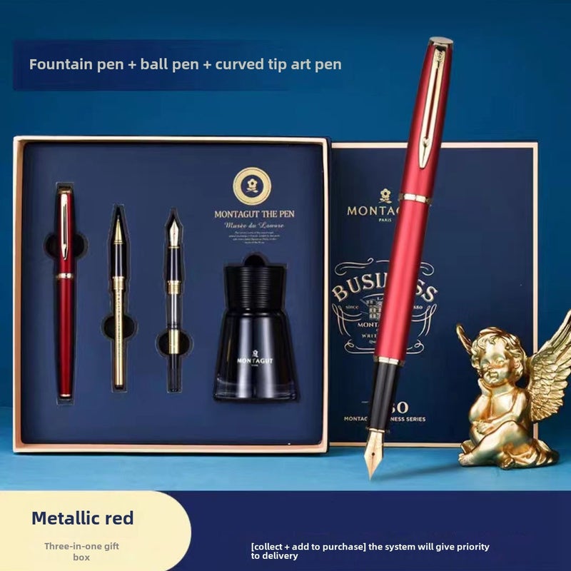Generic Montegrappa Deluxe Pen Set for Writing Metal red three pen ink set