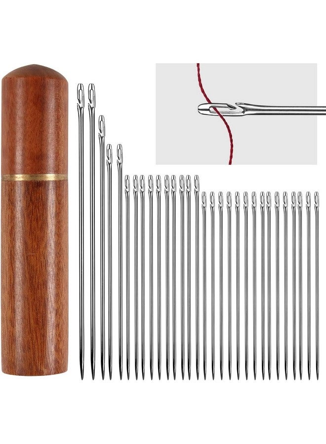 COOFANDY Large Eye Sewing Needles, 30 Pcs Hand Embroidery and Yarn Needles for Crochet Projects, Sharp Darning, Self Threading With Wooden Case - Image 1