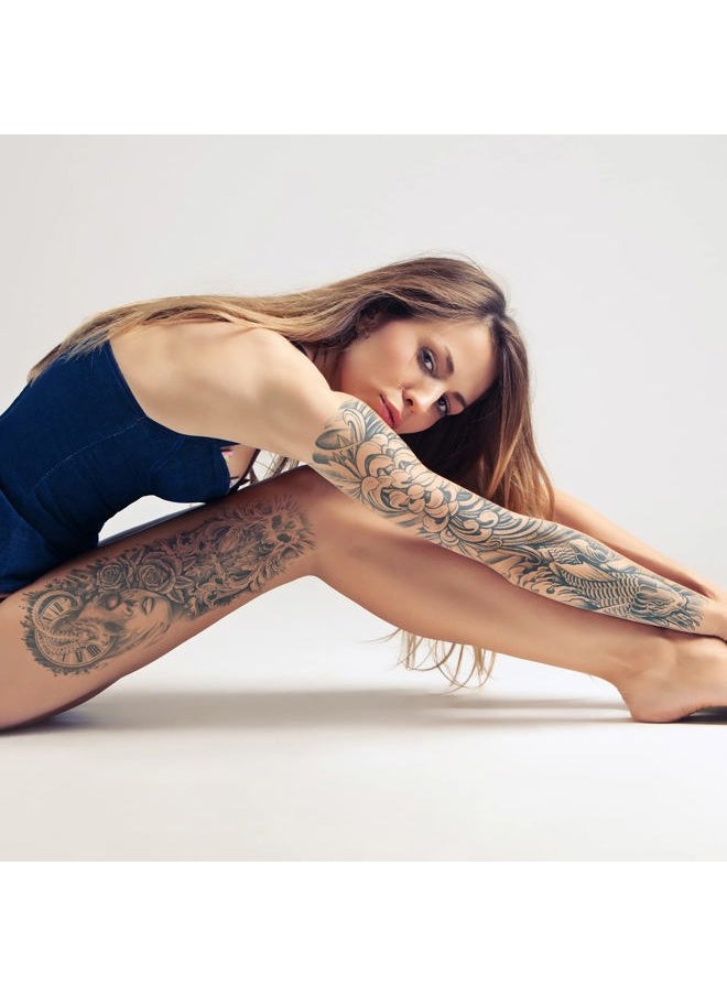 Aresvns - Semi Permanent Sleeve Tattoo for Women and Men, Realistic Temporary Tattoos Full Arm Waterproof & Long-Lasting 2-3 Weeks Christmas Gift Blue - Image 1