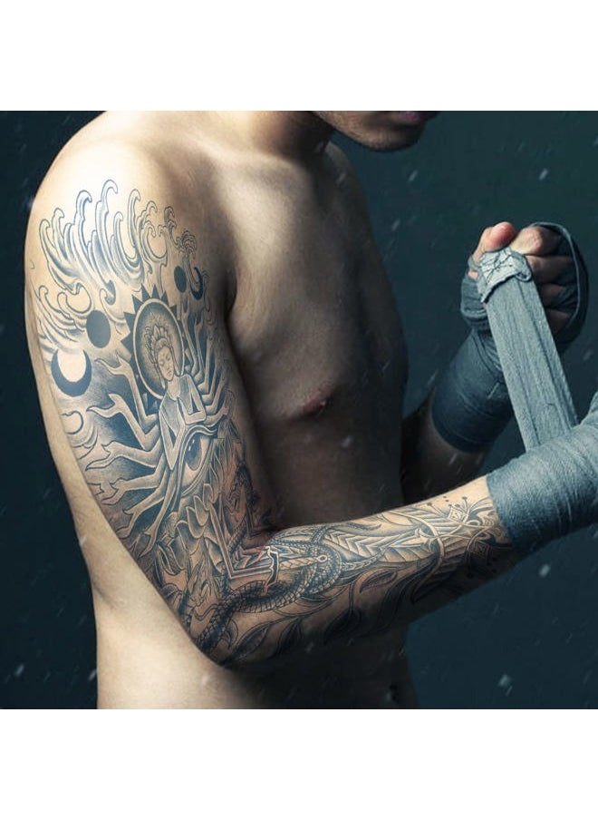 Aresvns - Semi Permanent Sleeve Tattoo for Women and Men, Realistic Temporary Tattoos Full Arm Waterproof & Long-Lasting 2-3 Weeks Christmas Gift Blue - Image 1