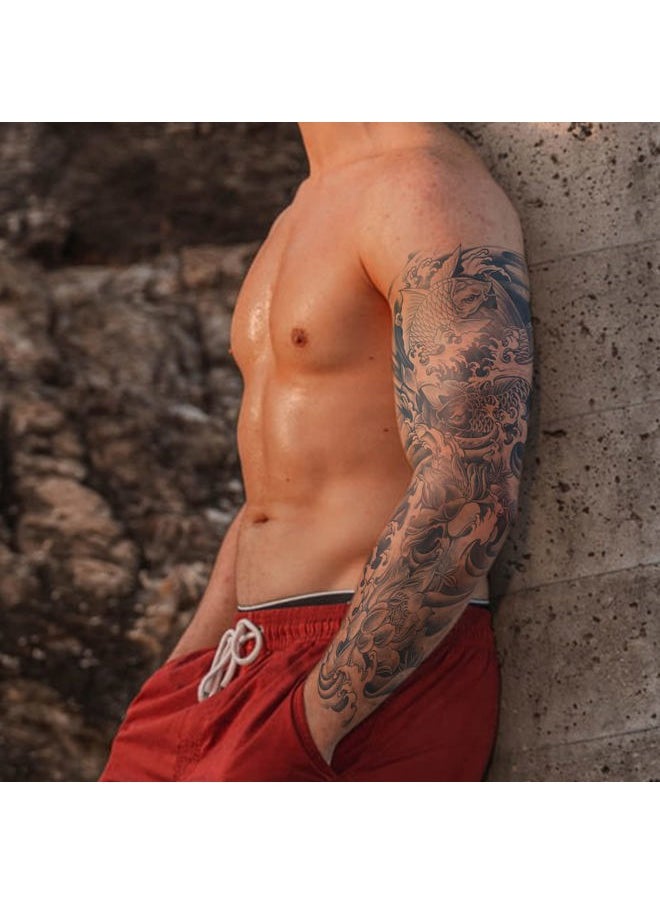 Aresvns - Semi Permanent Sleeve Tattoo for Women and Men, Realistic Temporary Tattoos Full Arm Waterproof & Long-Lasting 2-3 Weeks Christmas Gift Blue - Image 1
