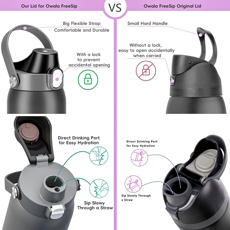 MALAXIGOO 2 IN 1 Replacement Lid for Owala Freesip16oz 24oz 32oz 40oz Water Bottle, One Button Top Replacement Lid Accessory, Leakproof, BPA-FreeDishwasher Safe, Smart Design - Image 3