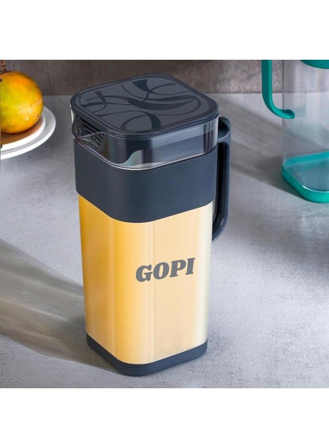GOPI جالون ماء جوبى مع غطاء 2 لتر، غطاء محكم، إبريق شاي مثلج | جالون ماء | ماء ساخن وبارد | إبريق مشروبات الحليب والعصير | لاسي | كوكتيل - Image 1