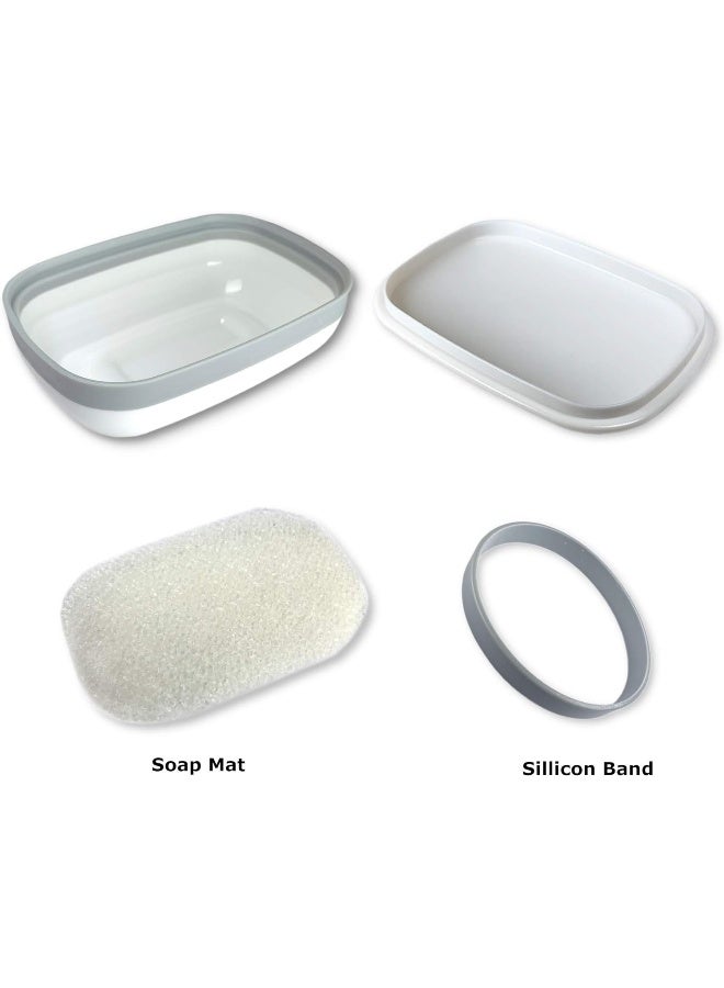 kiasona Travel Soap Box, Soap Bar Holder Dish Container Case With Sponge Saver Drain And Silicone Band, Strong Sealing, Leak Proof, Portable, Best For Bathroom, Shower, Gym, School, Camping, Hiking, Vacation  - Image 2
