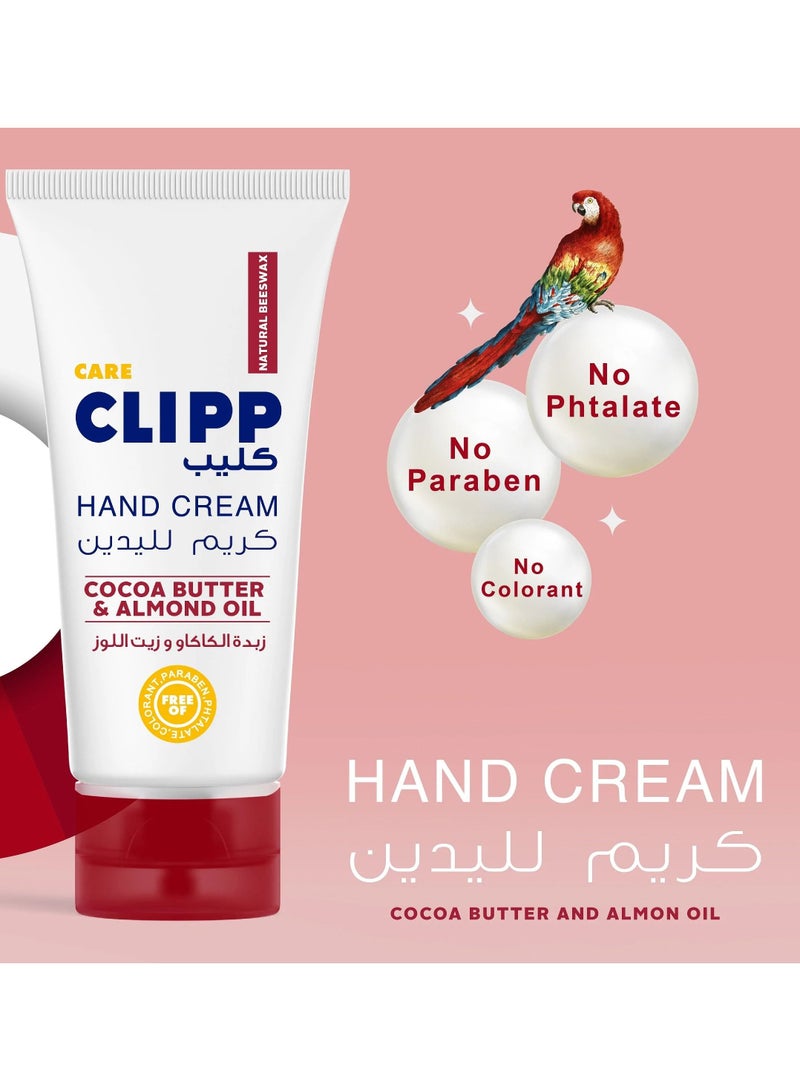 CLIPP Clipp Cocoa Butter Almond Oil Hand Cream All Skin Types Natural Beeswax 75ml - Image 2