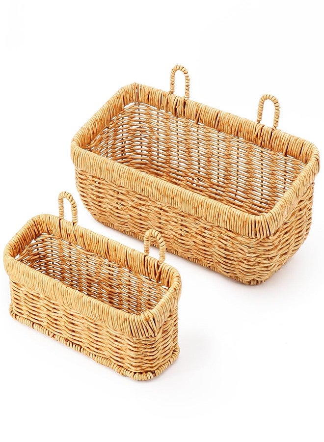 AceList Wall Hanging Basket, Boho Style Hand-Woven Hanging Storage Baskets - Set of 2, Ideal for Boho Room Decor, Kitchen, Garden, and Living Room - Image 1