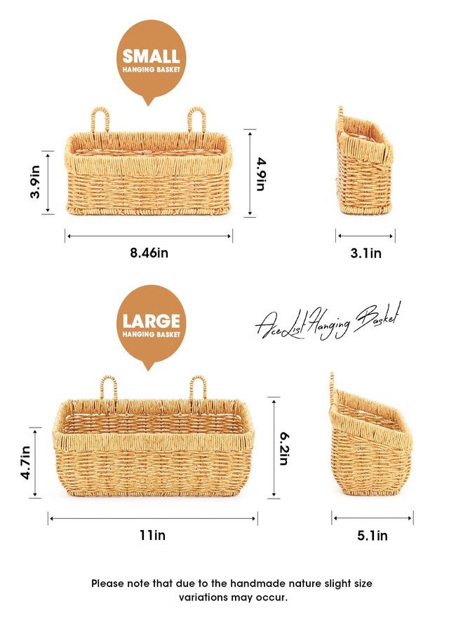 AceList Wall Hanging Basket, Boho Style Hand-Woven Hanging Storage Baskets - Set of 2, Ideal for Boho Room Decor, Kitchen, Garden, and Living Room - Image 2