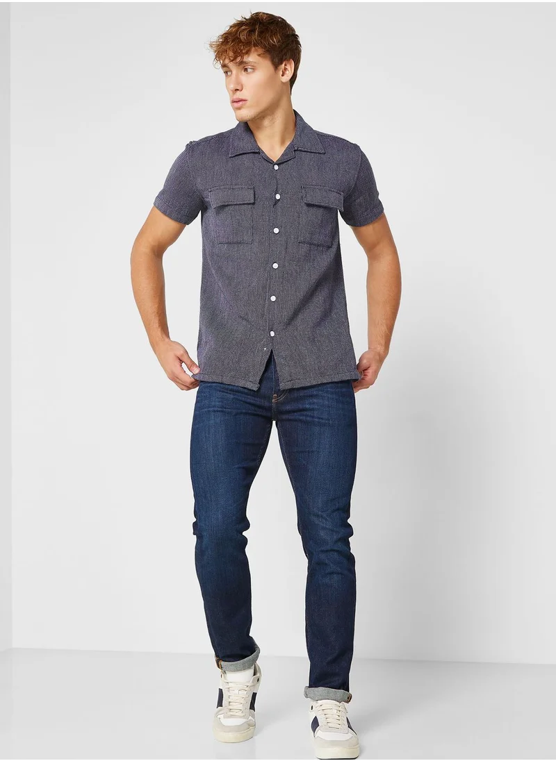 سفنتي فايف Short Sleeve Indigo Shirt