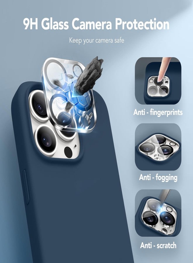 غونيز جراب GONEZ المغناطيسي لهاتف iPhone 14 Pro Max [3 في 1]، متوافق مع Magsafe، مع واقي شاشة واحد + واقي عدسة كاميرا واحد، جراب سيليكون سائل مقاوم للصدمات لهاتف iPhone 14 Pro Max، أزرق داكن - Image 5