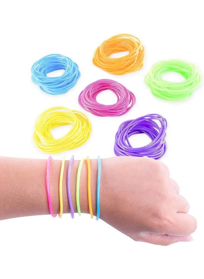 Super Z Outlet 80S Colorful Retro Rock Pop Star Rainbow Diva Disco Jelly Neon Gel Stretchable Bracelets Bands For Theme Events, Colorful Assortment, Assorted Toy Party Favor Prizes (Assorted 144Pk)  - Image 1