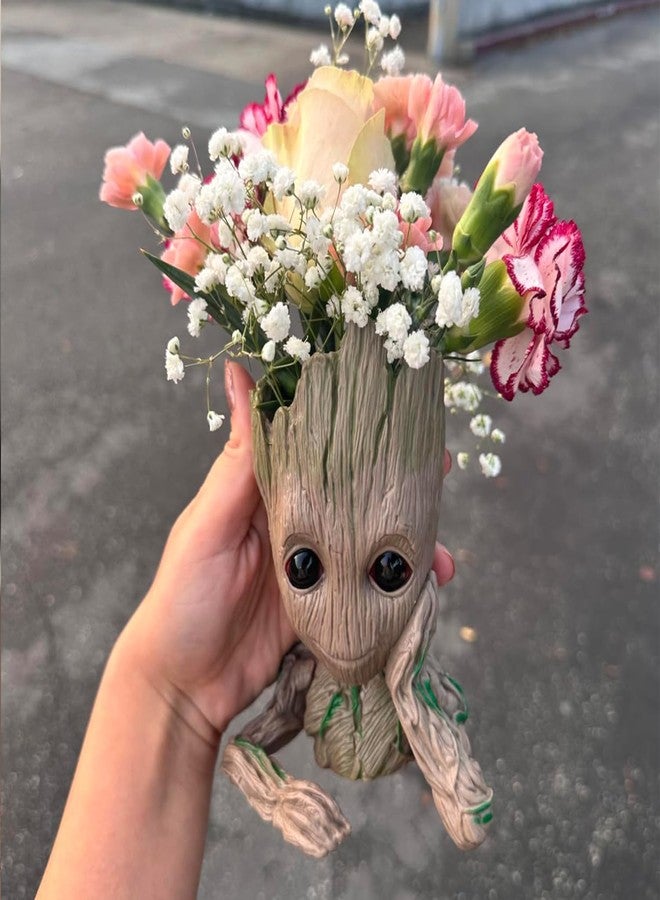 ZUSONUD B-Best Baby Groot Pen Pot Plant Holder or Flower Pot with Drainage Hole Perfect for a Tiny Succulents Plants 6" - Image 2