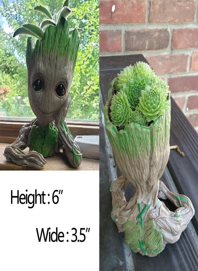 ZUSONUD B-Best Baby Groot Pen Pot Plant Holder or Flower Pot with Drainage Hole Perfect for a Tiny Succulents Plants 6" - Image 5