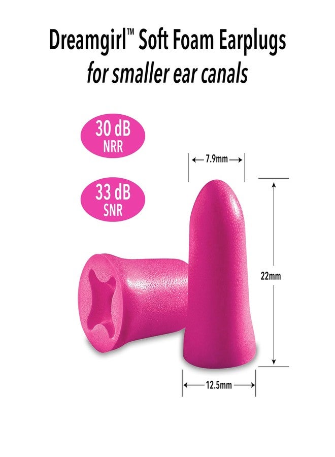 Mack's Dreamgirl Soft Foam Earplugs, 50 Pair, Pink - 30dB NRR, 33dB SNR - Small Ear Plugs for Sleeping, Snoring, Studying, Loud Events, Traveling & Concerts - Image 2
