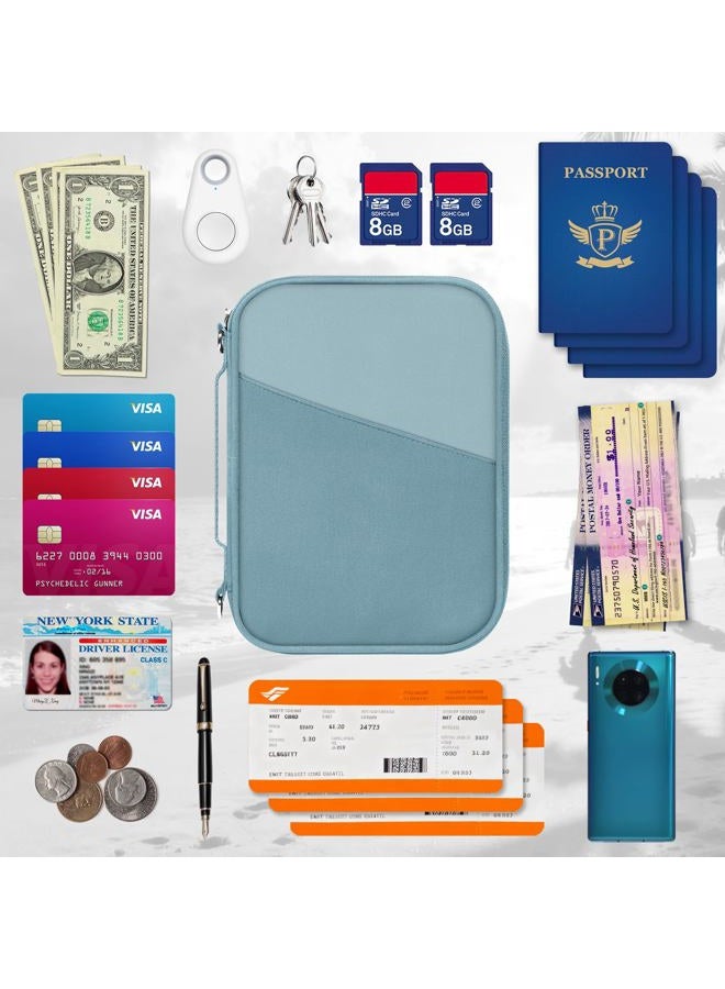 EcoVision Family Passport Holder for Travel with RFID Blocking, Traveling Essentials Organizer Pouch Bag, Light Passport Wallet for Travel Must Haves Accessories for Women Men, Haze Blue+Dusty Blue - Image 4