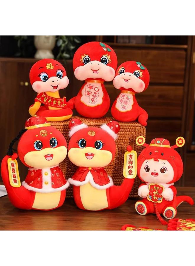 2025 سنة من دمية التميمة الأفعى Zodiac Snake Doll Company الاجتماع السنوي لعام الحدث هدية لعبة قطيفة - المواصفات: 25 سم (يمكن إصدار خصومات كمية كبيرة لطلب الشعارات) - اللون: جلد الأيل المخملي القماش الأفعى - Image 4