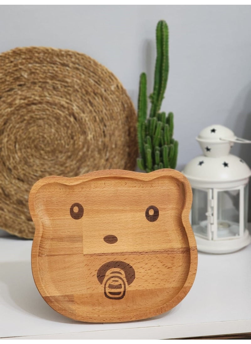HBS Art Design Wooden Teddy Bear Model Breakfast Plate  - Image 3