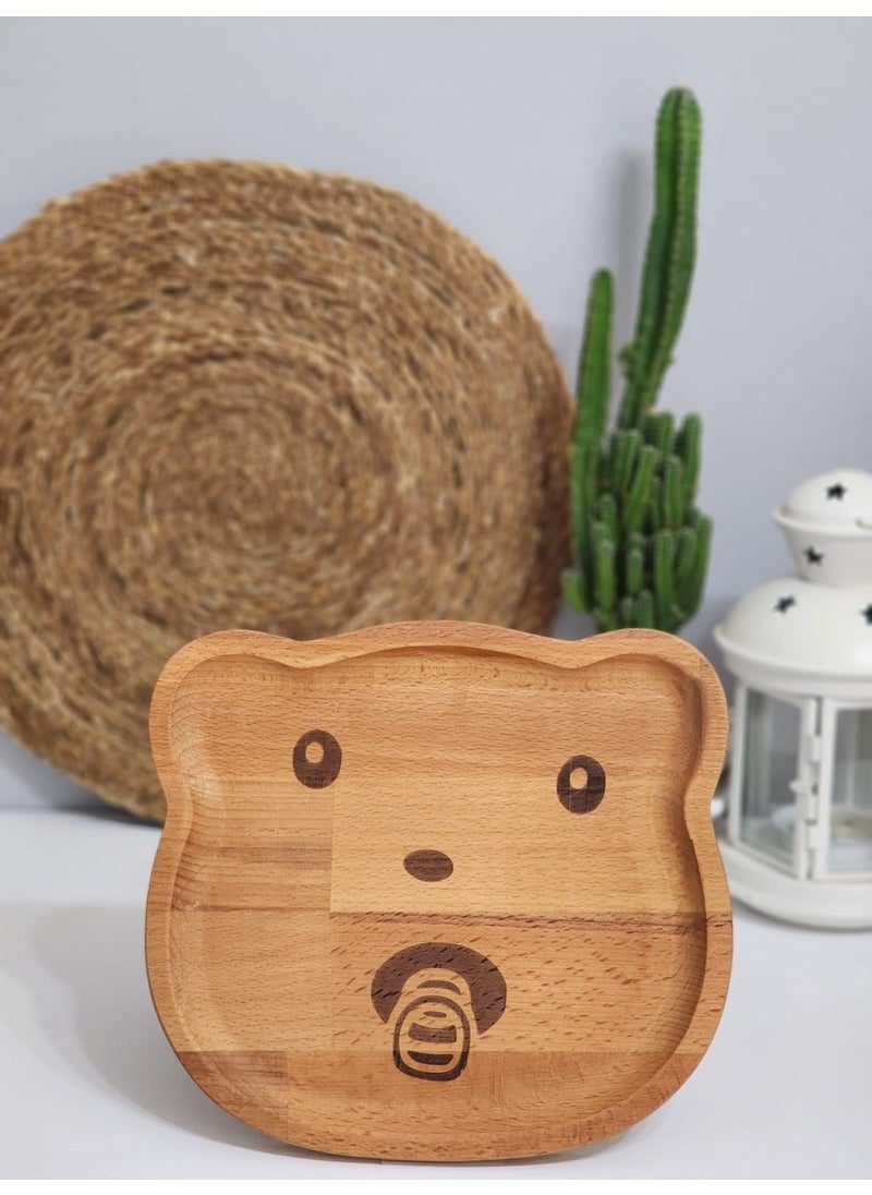 HBS Art Design Wooden Teddy Bear Model Breakfast Plate  - Image 4