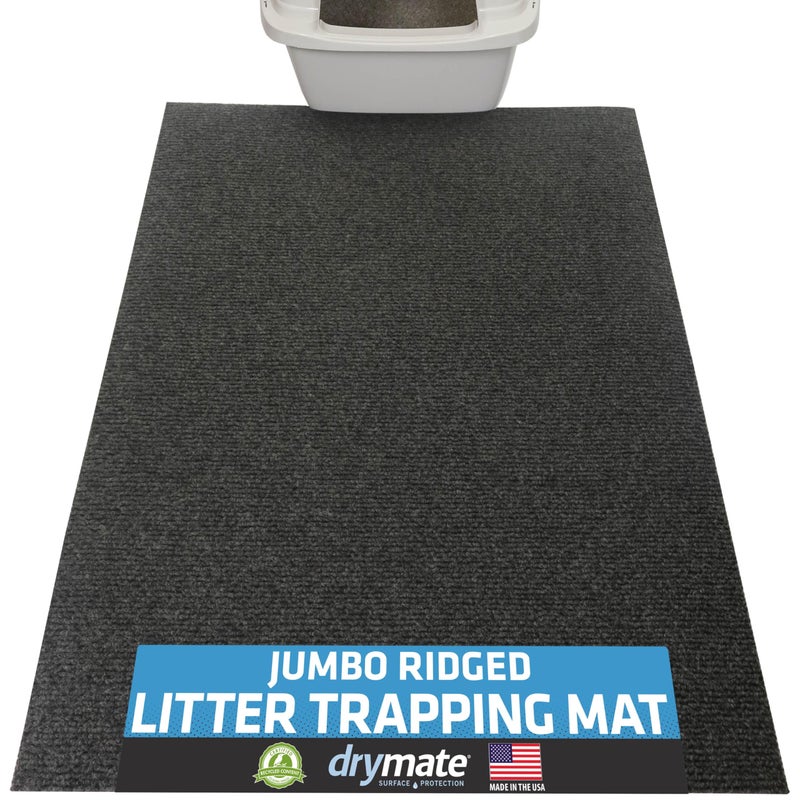 Drymate Cat Litter Box Mat, Litter Trapping Mat, Waterproof, Urine-Proof, Absorbent, Machine Washable, Soft on Paws, Contains Mess, Protects Floors, Kitten Supplies, Charcoal, 30x45 Jumbo XXL - Image 1