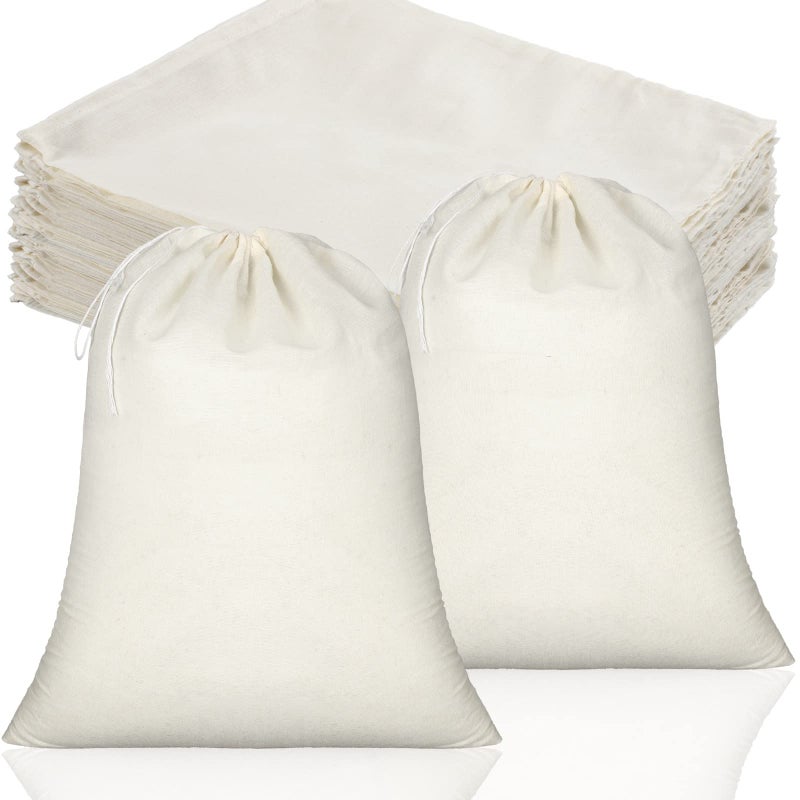 Tatuo 50 Pcs 10 x 12 Inches Muslin Cotton Drawstring Bags Canvas Linen Sachet Bag Reusable Empty Gift Pouch for Party Home Supplies - Image 2