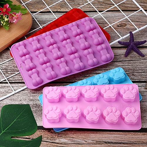 Winerming Puppy Dog Paw Bone Silicone Mold, Baking Mold, Used for Jelly, Candy, Chocolate,Ice Cube, Can Bake Dog Snack Biscuits - Image 2