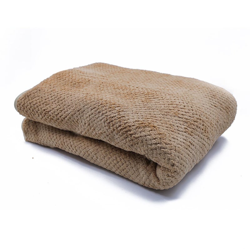 Linear طقم منشفة استحمام ومنشفة يد من الألياف الدقيقة / مناشف الألياف الدقيقة للاستحمام بحجم كبير / منشفة للاستحمام / منشفة استحمام للرجال والنساء / 300 غرام لكل متر مربع (140 سم * 70 سم) (كريم) - Image 3