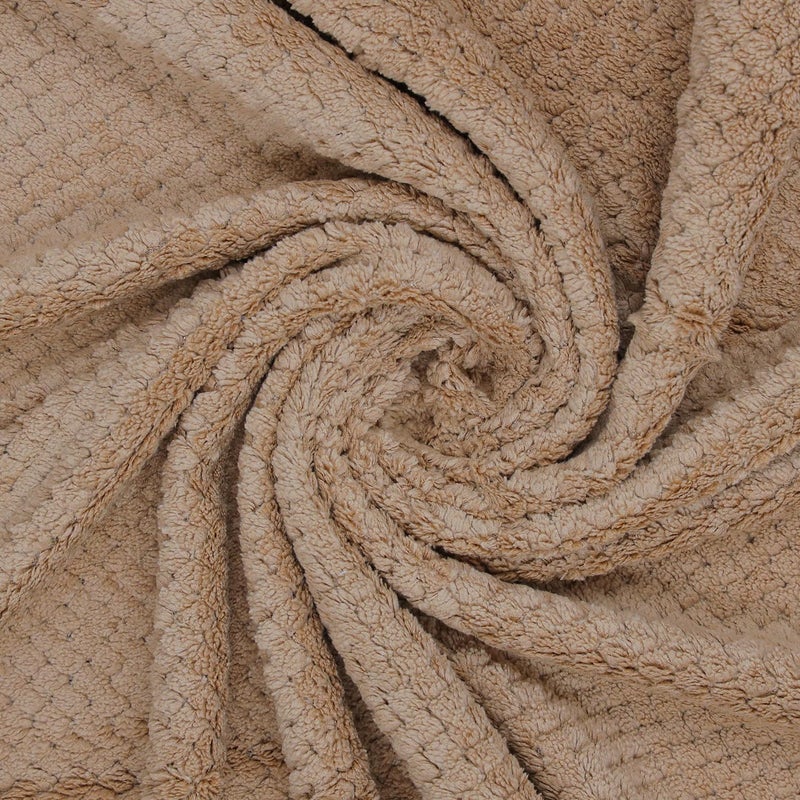 Linear طقم منشفة استحمام ومنشفة يد من الألياف الدقيقة / مناشف الألياف الدقيقة للاستحمام بحجم كبير / منشفة للاستحمام / منشفة استحمام للرجال والنساء / 300 غرام لكل متر مربع (140 سم * 70 سم) (كريم) - Image 2