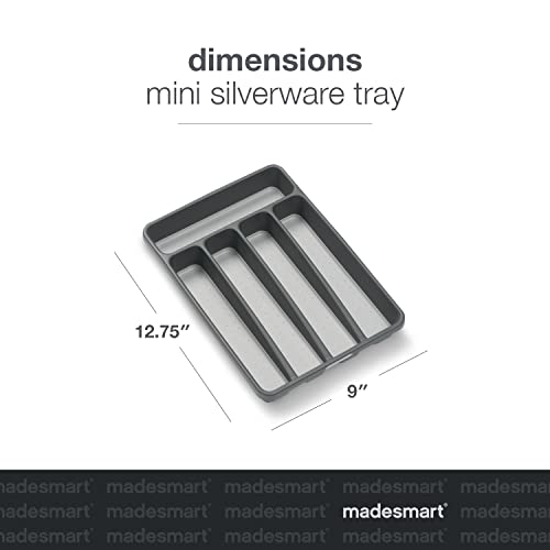 madesmart Classic Mini Silverware Tray, Soft Grip, Non-Slip Kitchen Drawer Organizer, 5 Compartments, Multi-Purpose Home Organization, BPA Free, Granite - Image 5