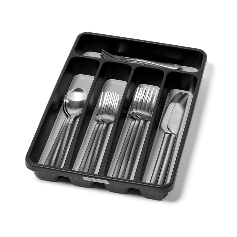 madesmart Classic Mini Silverware Tray, Soft Grip, Non-Slip Kitchen Drawer Organizer, 5 Compartments, Multi-Purpose Home Organization, BPA Free, Granite - Image 4
