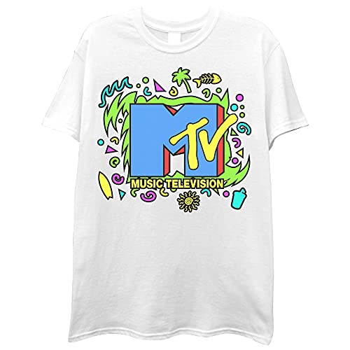 MTV Men's Logo 90's Retro T-Shirt, White, M - Image 1
