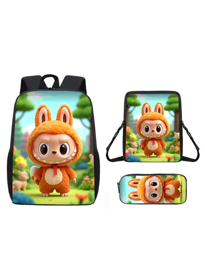 LABUBU Lightweight Primary School Bag Labubu Cute Printed Cartoon Anime Children's Backpack 42*29*16CM+Lunch Bag 26*18*6CM+Pen Bag 11*22*2.5CM - Image 1