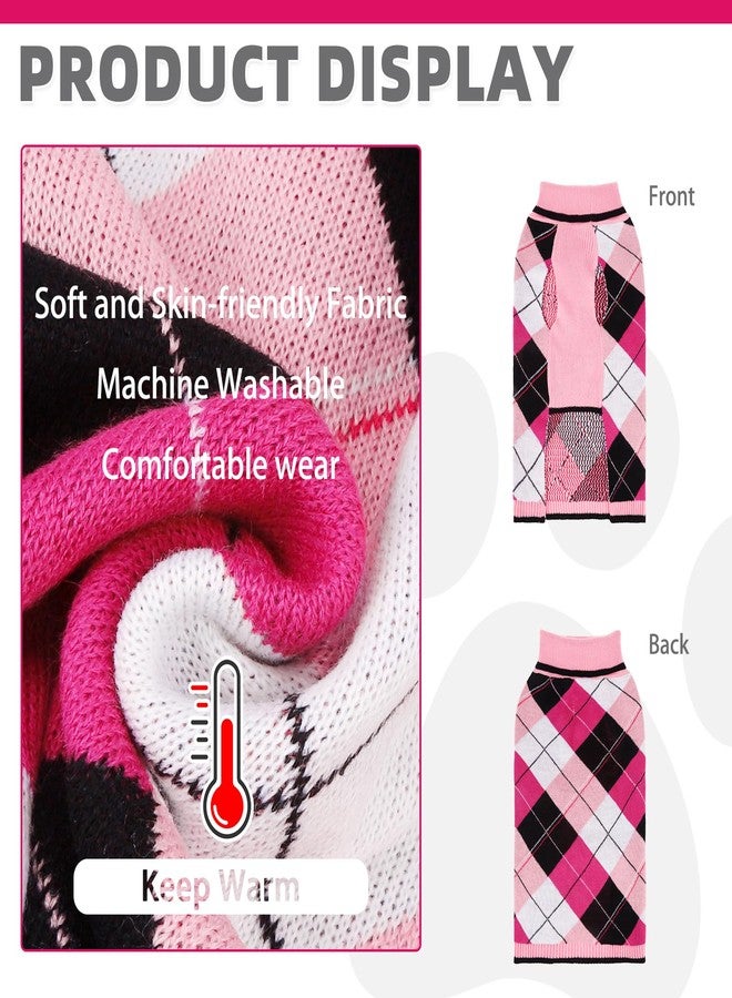 كولتيل كنزة صوفية للكلاب من كولتيل - كنزة كلاسيكية منقوشة برقبة عالية مع فتحة للربط، ملابس شتوية دافئة للكلاب الصغيرة والمتوسطة الحجم والقطط والجراء. - Image 3
