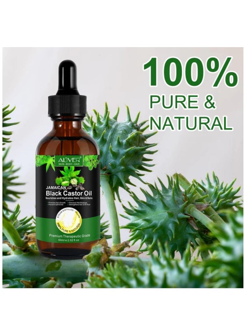 ALIVER 60ml Jamaican Black Cold Pressed Castor Oil for Hair and Skin Care Eyelashes and Eyebrows Hair Loss & Dry Damaged Hair Nourishment Scalp Stimulates Hair Growth for Men & Women - Image 5