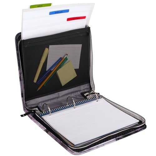 Five Star Zipper Binder, 2 Inch 3-Ring Binder for School, 530 Sheet Capacity, 3 Removable Tabbed File Folders, Black (29036IT8) - Image 2