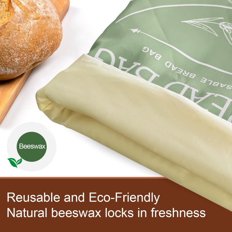 LDJRCP Bread Bags for Homemade, Beeswax Reusable Bread Bag for Sourdough 2-Pack, XL-Reusable Waxed Food Storage Bag to Keep Sourdough Fresh, Freezer-Safe, Eco-Friendly (Khai& Green) - Image 5