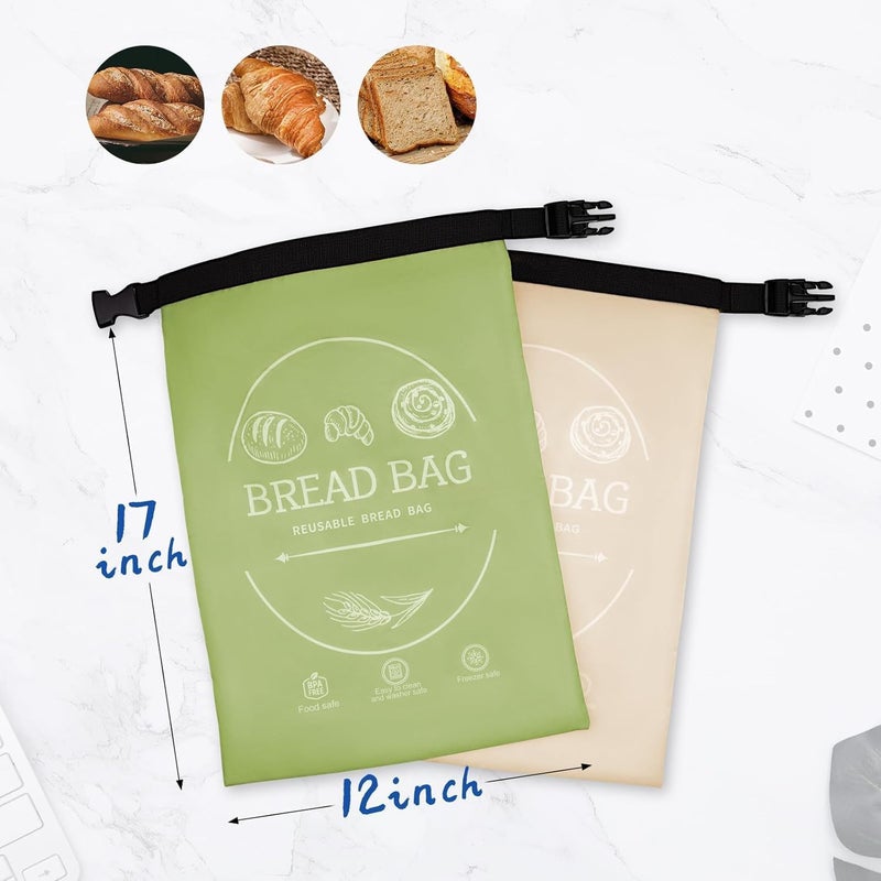 LDJRCP Bread Bags for Homemade, Beeswax Reusable Bread Bag for Sourdough 2-Pack, XL-Reusable Waxed Food Storage Bag to Keep Sourdough Fresh, Freezer-Safe, Eco-Friendly (Khai& Green) - Image 3