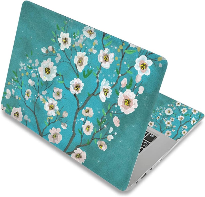 Laptop Skin Sticker Decal,12" 13" 13.3" 14" 15" 15.4" 15.6 inch Laptop Skin Sticker Cover Art Decal Protector Notebook PC (Green Flowers)