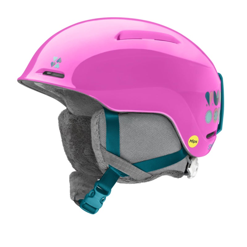 SMITH Glide Jr. Helmet â€“ Youth Snowsports Helmet with MIPS Technology â€“ Lightweight Protection for Kids for Skiing & Snowboarding â€“ Vivid Pink Hearts, Youth Medium - Image 1