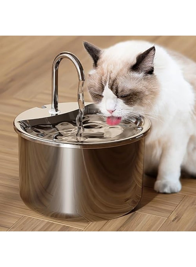 304 stainless steel pet water fountain, 2L/70.4oz large capacity, automatic circulation filtration, silent water flow, water shortage and power off function, smart pet, cat and dog drinking fountain. - Image 2