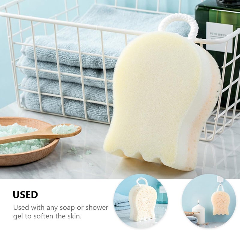 Soft White Exfoliating Bath Sponge 2 Pack Shower Ball Skin Cleaning Tools - Image 5