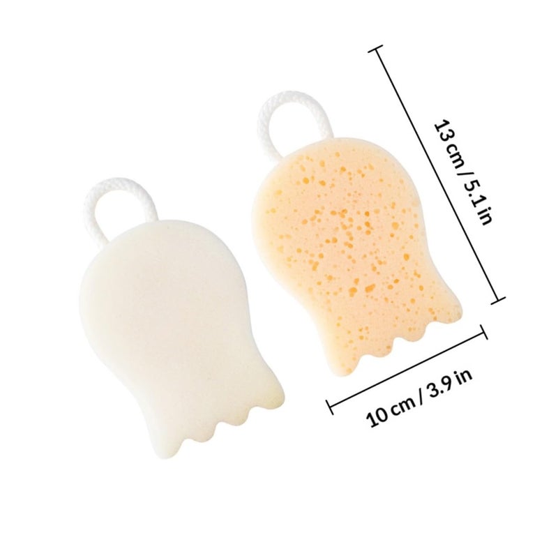 Soft White Exfoliating Bath Sponge 2 Pack Shower Ball Skin Cleaning Tools - Image 3