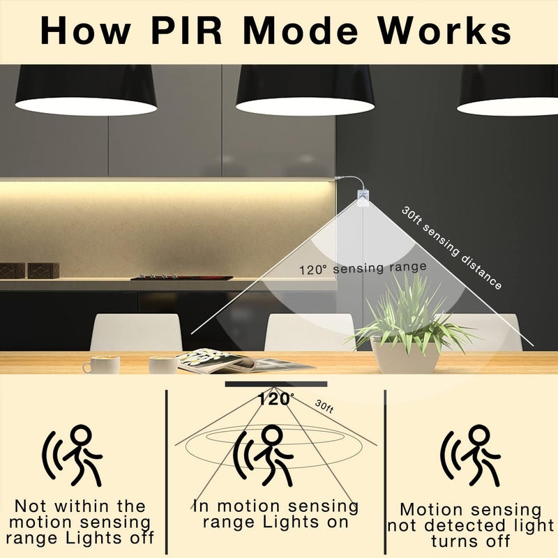 phopollo أضواء شريط LED بحساس حركة فوبولو 10 قطع مجموعة تحت الخزانة مع تطبيق وتحكم عن بعد RF قابلة للتعتيم 2700K-6500K للإضاءة لمطبخ، عداد، رف، ضوء ليلي من الغسق إلى الفجر 164 قدم - Image 5