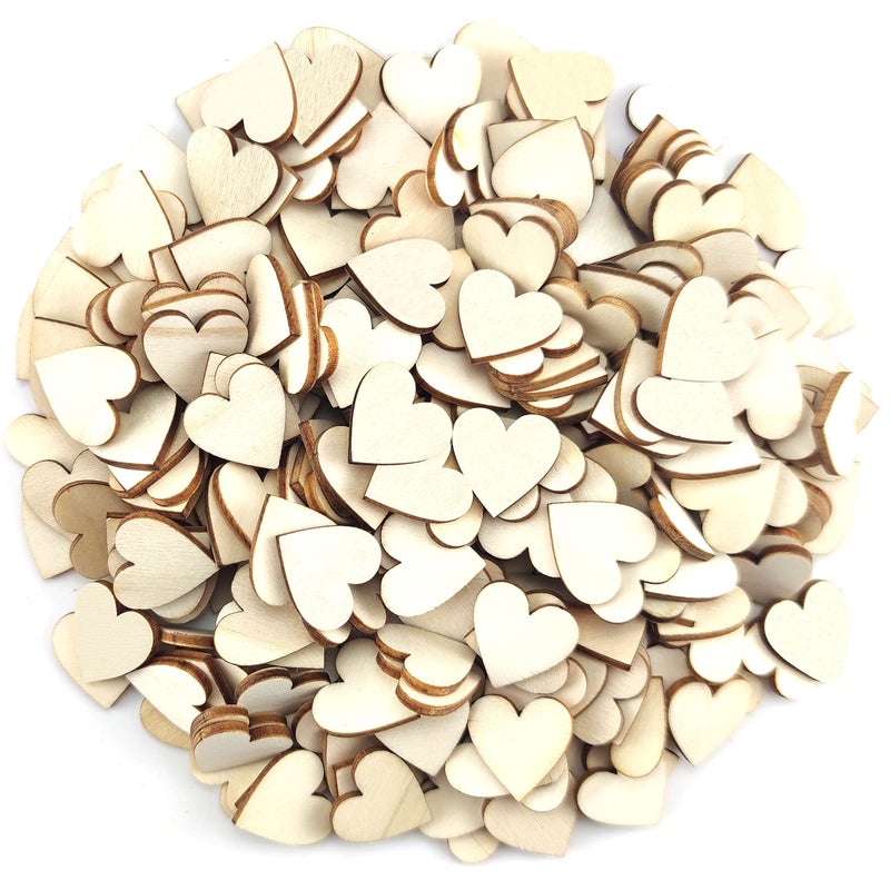 300 Pcs 08 Inch Unfinished Wood Heart Slices Blank Natural Wooden Hearts Shapes Ornaments Tags for DIY Wedding Art Crafts Valentine Decorations
