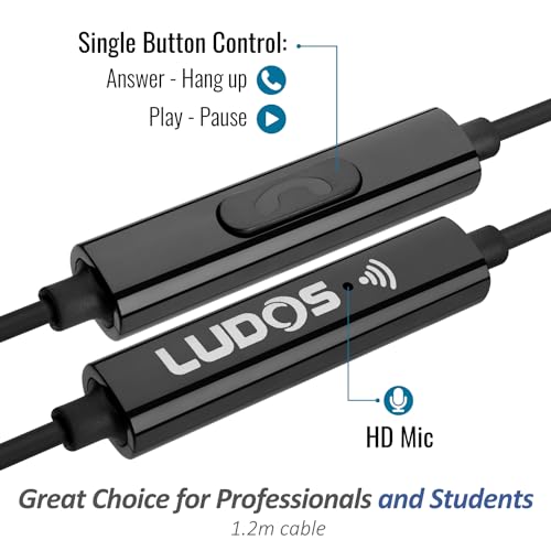 LUDOS FEROX Wired Earbuds in-Ear Headphones, 5 Year Warranty, Earphones with Microphone, Noise Isolation Corded for 3.5mm Jack Ear Buds for iPhone, Samsung, Computer, Laptop, Kids, School Students - Image 4