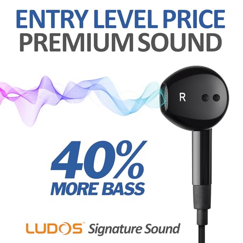 LUDOS FEROX Wired Earbuds in-Ear Headphones, 5 Year Warranty, Earphones with Microphone, Noise Isolation Corded for 3.5mm Jack Ear Buds for iPhone, Samsung, Computer, Laptop, Kids, School Students - Image 3