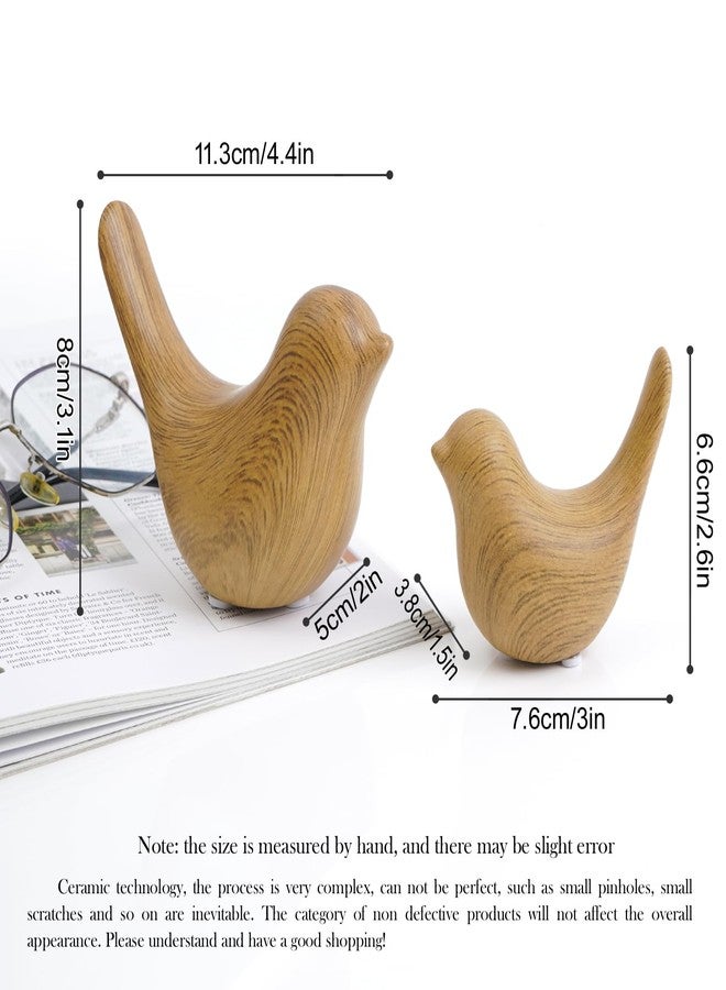 Notakia Wood Look Ceramic Birds Statues Home Decor Modern Style Decorative Ornaments for Living Room, Bedroom, Office Desktop, Pottery barn Decor - Image 2