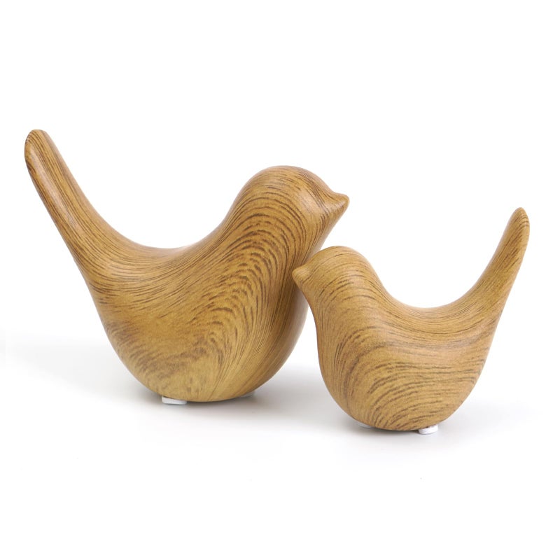 Notakia Wood Look Ceramic Birds Statues Home Decor Modern Style Decorative Ornaments for Living Room, Bedroom, Office Desktop, Pottery barn Decor - Image 1