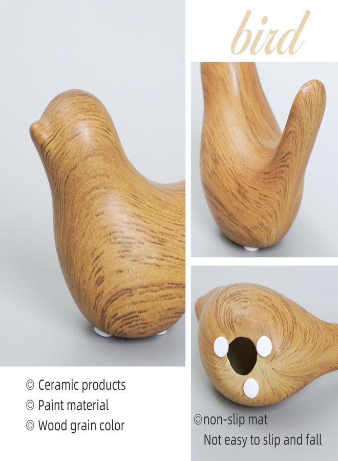 Notakia Wood Look Ceramic Birds Statues Home Decor Modern Style Decorative Ornaments for Living Room, Bedroom, Office Desktop, Pottery barn Decor - Image 4